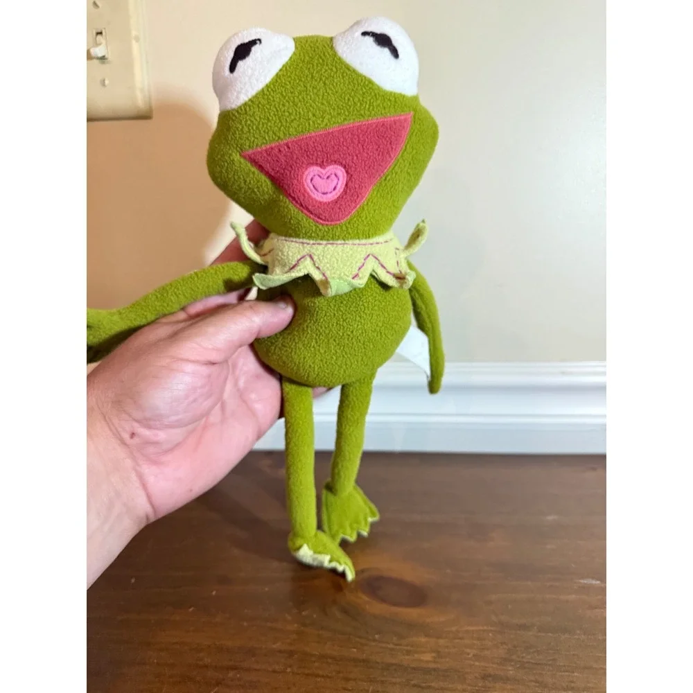 Disney Pook a Looz Kermit the Frog Plush Heart Mouth Small Green Muppets Toy 10